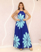 Vestido Longo Plissado Blue